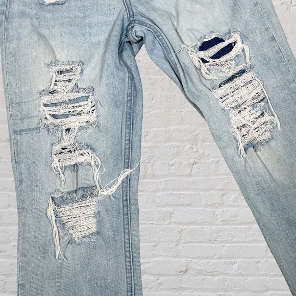 Aeropostale Mom Jeans Distressed Size 0 Blue Ankle Slouchy Grunge 90s 24x27 - Picture 2 of 11